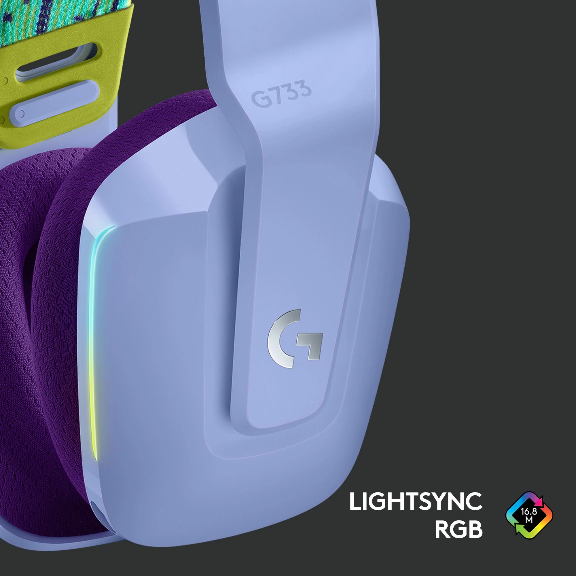 Kufje gaming Logitech G733 LIGHTSPEED (981-000890), wireless, 7.1 surround, USB, vjollcë 4