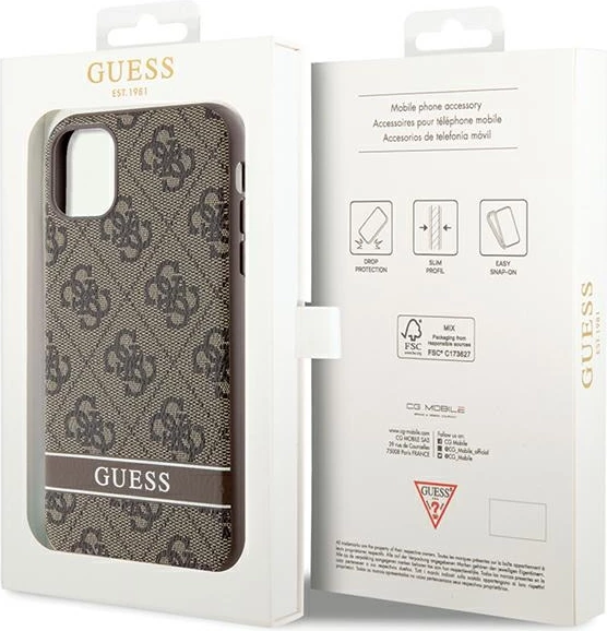 Mbështjellës Guess GUHCN61P4SNW për iPhone 11/XR, hardcase, kafe