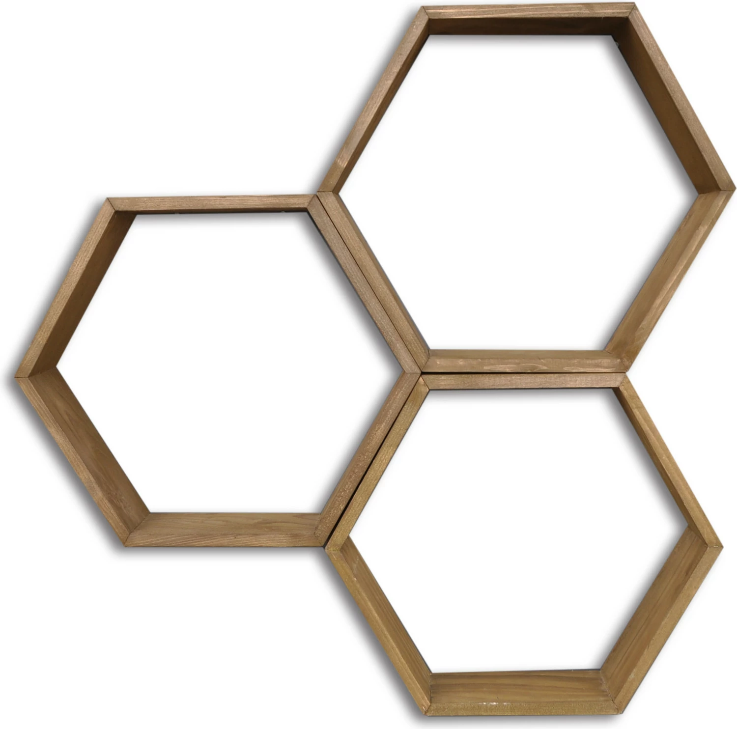 Raft muri prej druri, ngjyrë arre, Hanah Home Hex001, set prej 3 copash