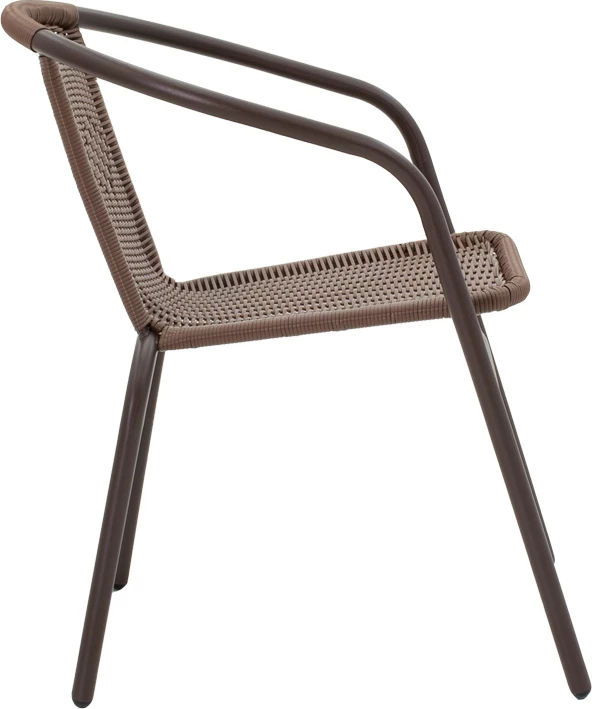 Tavolinë me karrige Ensure-Obbi, 5 copë, metal, ngjyrë kafe, 140x80x70cm