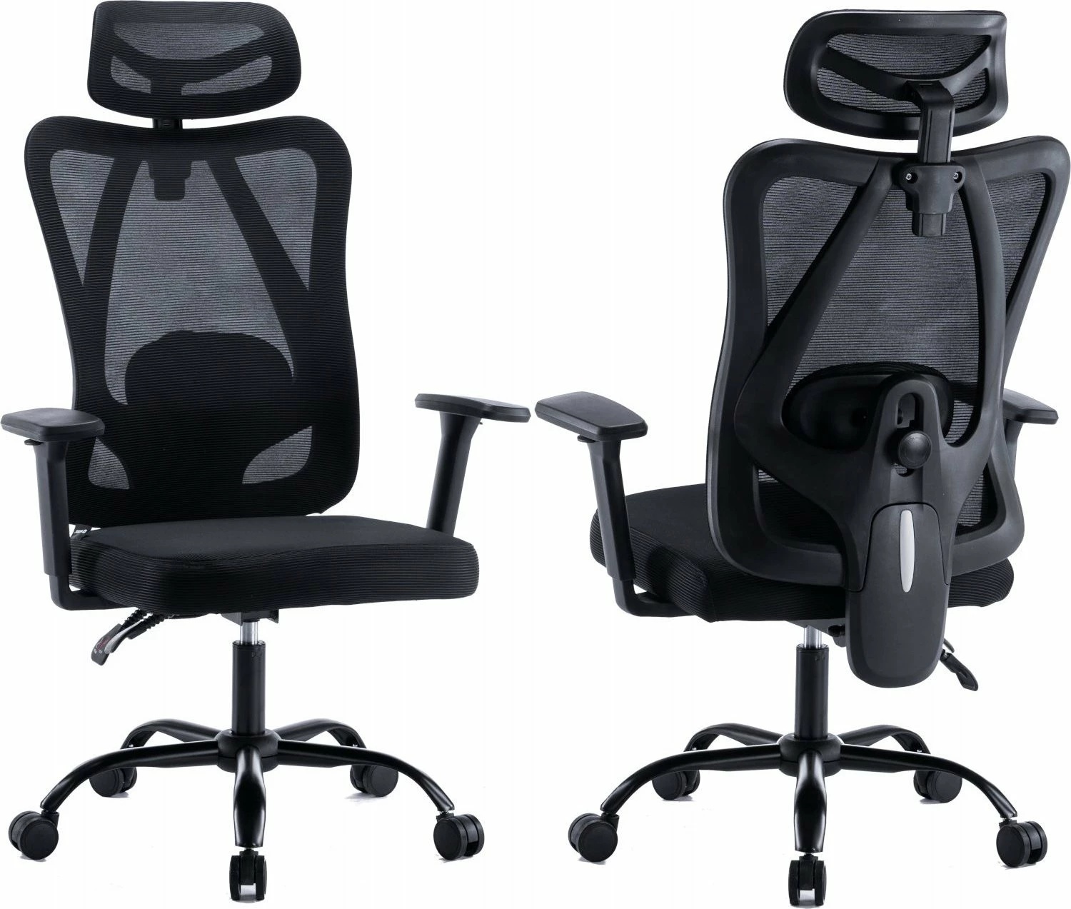 Karrige zyre ergonomike Mozos ERGO-X, 3D mbështetëse krahu, rregullim lartësie 43-53 cm, 120 kg, e zezë