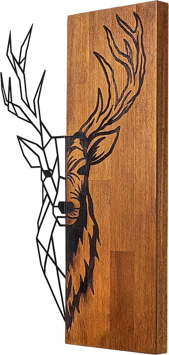 Dekor muri Deera, dru pishe natyrale, metal i zi, 33x3x58cm