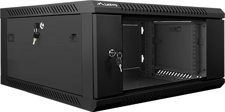 Kasë rrjeti Lanberg WF01-6604-10B, 19" 4U, montim në mur, xham, e zezë