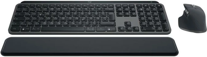 Set tastierë + maus, Logitech, MX Keys Combo for Business Gen 2 (920-010926), wireless Bluetooth/Logi Bolt, layout DE, drita prapa, DPI deri 8000, e zezë, me mbështetëse për kyçe
