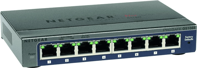 Switch, Netgear, GS108GE, 8 porte, e zezë