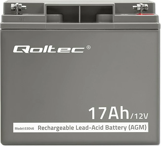 Bateri AGM Qoltec 53046, 12V, 17Ah, Gri