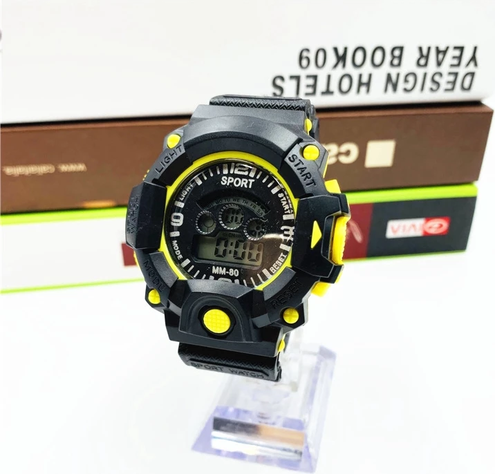 Orë digjitale Sport WR30MV,  zezë/verdhë
