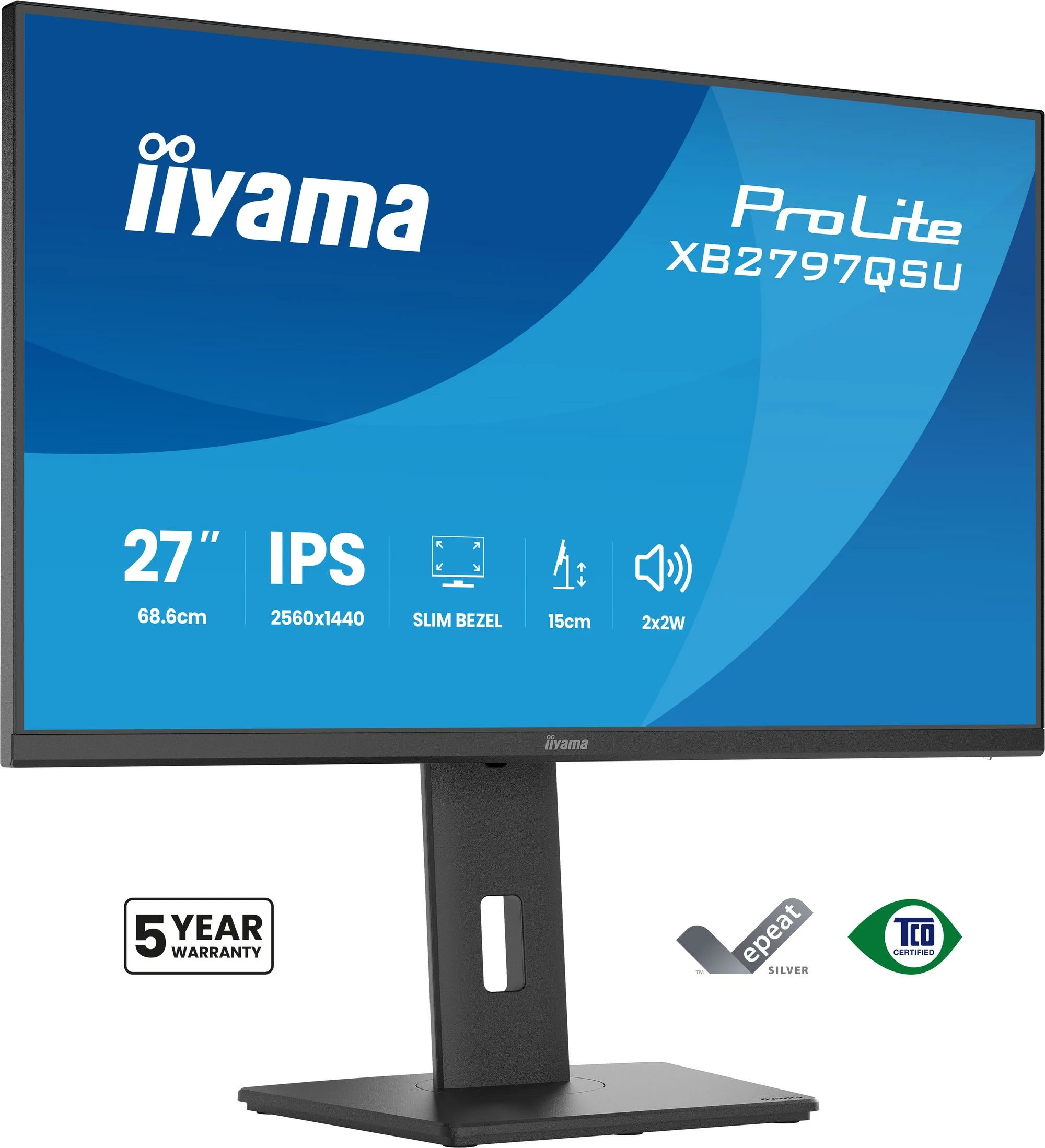 Monitor IIYAMA ProLite XB2797QSU-B1 27" QHD IPS 75Hz 1ms, i zi