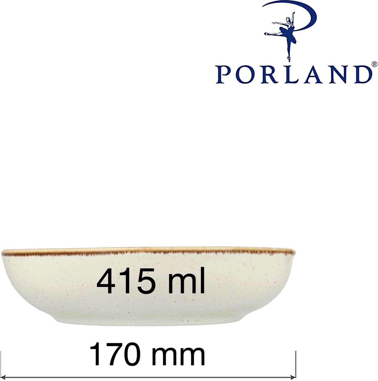 Tas i cekët Porland Seasons Sand Ø170 mm 415 ml, krem/bezhë, set 6 copë