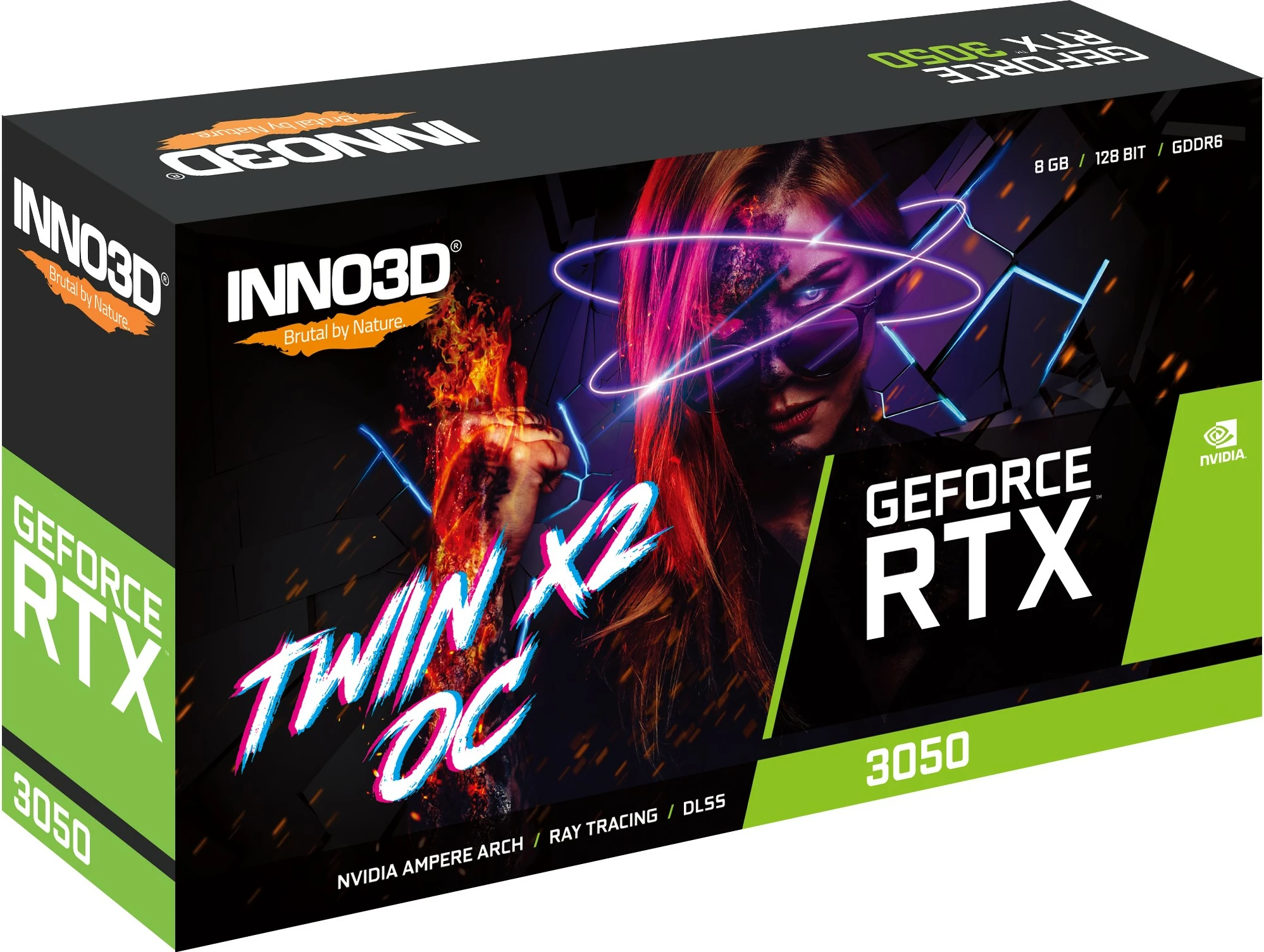 Kartelë grafike Inno3D GeForce RTX 3050 Twin X2 OC, 8 GB, GDDR6, 128 bit, e bardhë