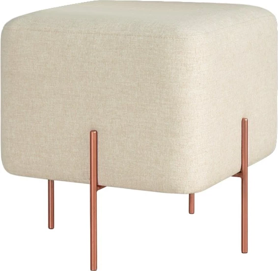Puf Atelier del Sofa, ngjyrë krem, këmbë bakri, 40x42x40cm