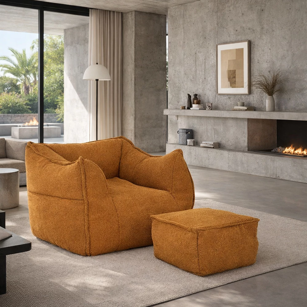 Set ulëse Sponge me këmbështetëse, ngjyrë terrakote, 95x102x73cm