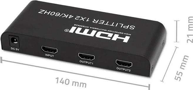 Splitter HDMI aktiv Qoltec 51797, 2 x HDMI, 4K x 2K, 60Hz, i zi