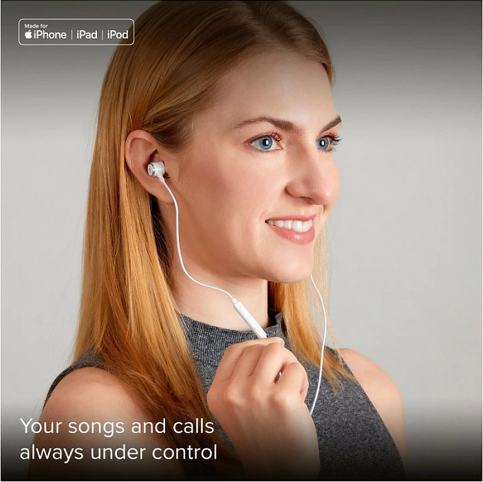 Kufje in-ear SBS Lightning, me kabllo 1.2 m, mikrofon dhe kontroll volumit, të bardha