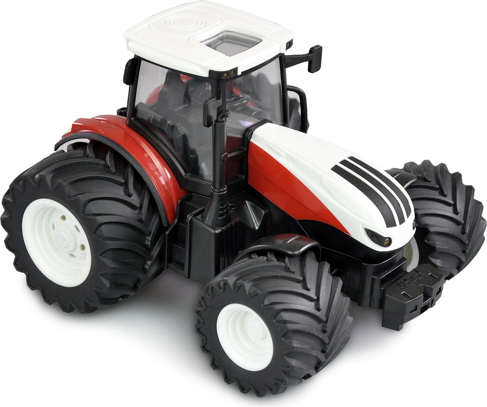 Traktor lodër RC AMEWI 22601, 1:24, 2.4 GHz, bateri 500 mAh, me drita, kuq/bardhë/zi + rimorkio e gjelbër