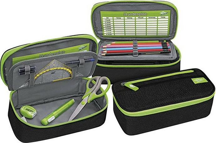 Mbështjellës lapsash WEDO 24243011, poliester, zi/gjelbër, 230mm