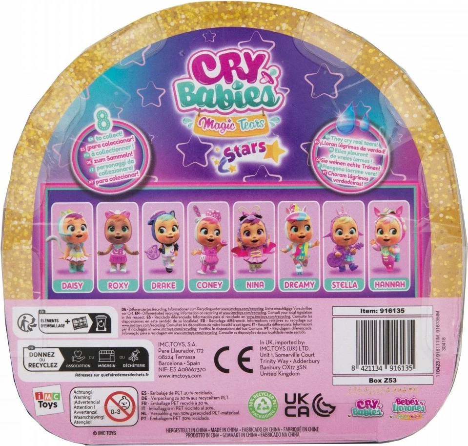 Kukull Cry Babies Magic Tears Di Stars Talent, Tm Toys, IMC916135, për vajza, plastikë, rozë