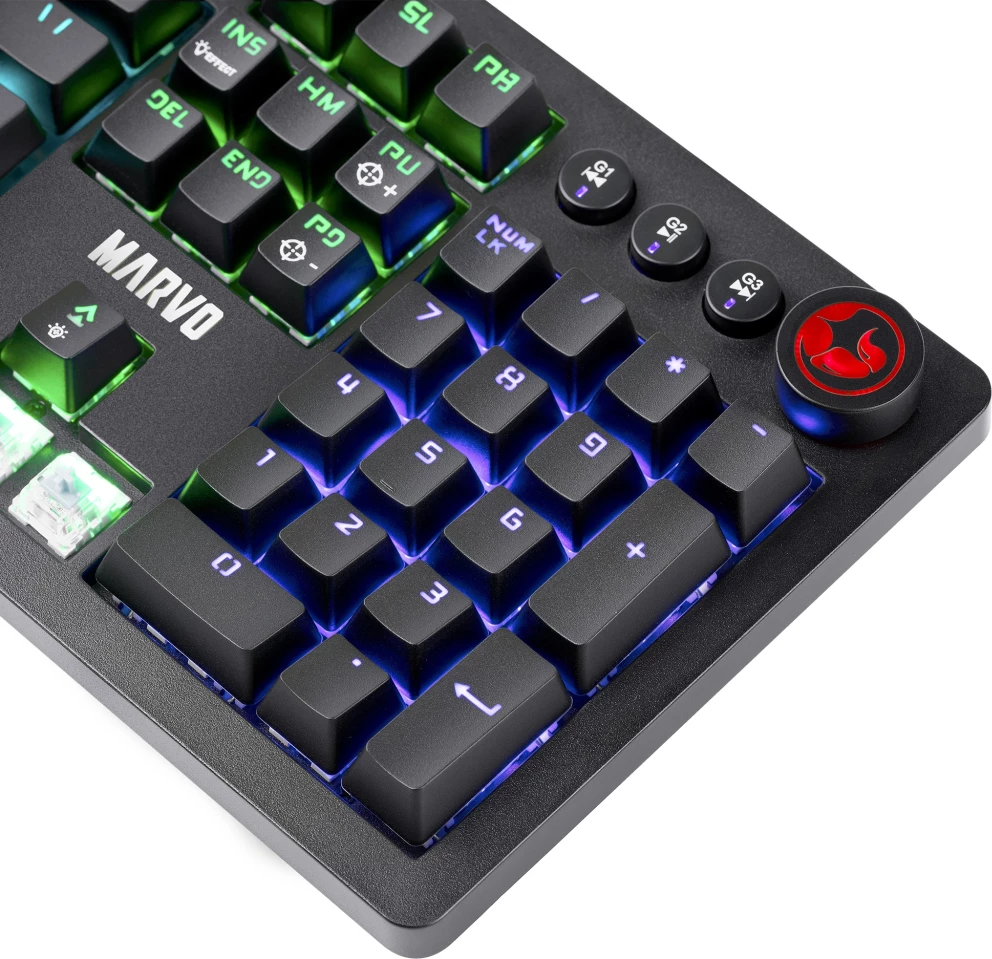 Tastierë mekanike Marvo KG917, RGB, full size 107 tasta, switch Blue, me kabllo, e zezë