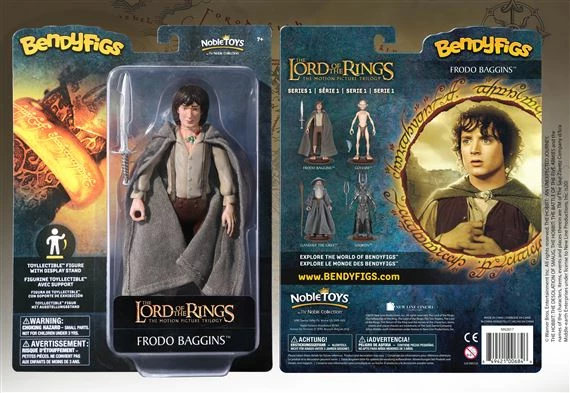 Figurë koleksionuese Noble Collection Bendyfigs Lord of the Rings Frodo Baggins 18 cm, fleksibile, me bazë