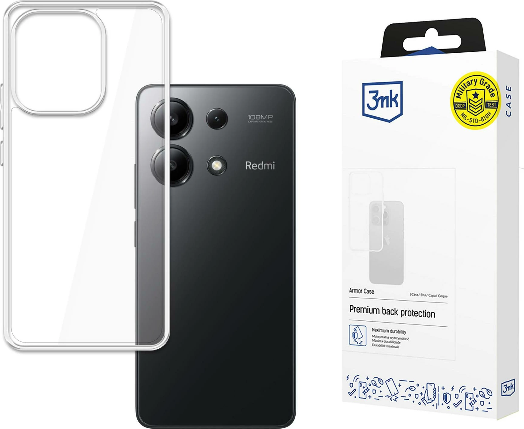 Mbështjellës 3mk Armor Case për Redmi Note 13 4G, transparent