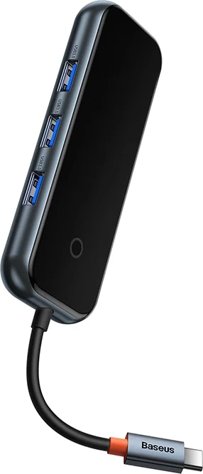 Adapter Baseus WKJZ010513 4-në-1, USB-C në 4xUSB 3.0, Gri e errët