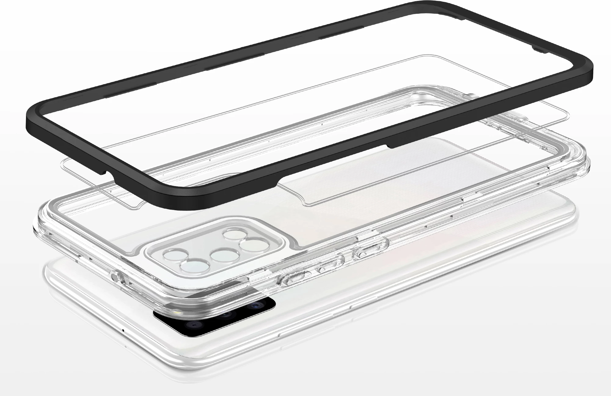 Mbështjellës Hurtel Hybrid Armor Clear 3 in 1 për Samsung Galaxy A03s, Transparent/zi