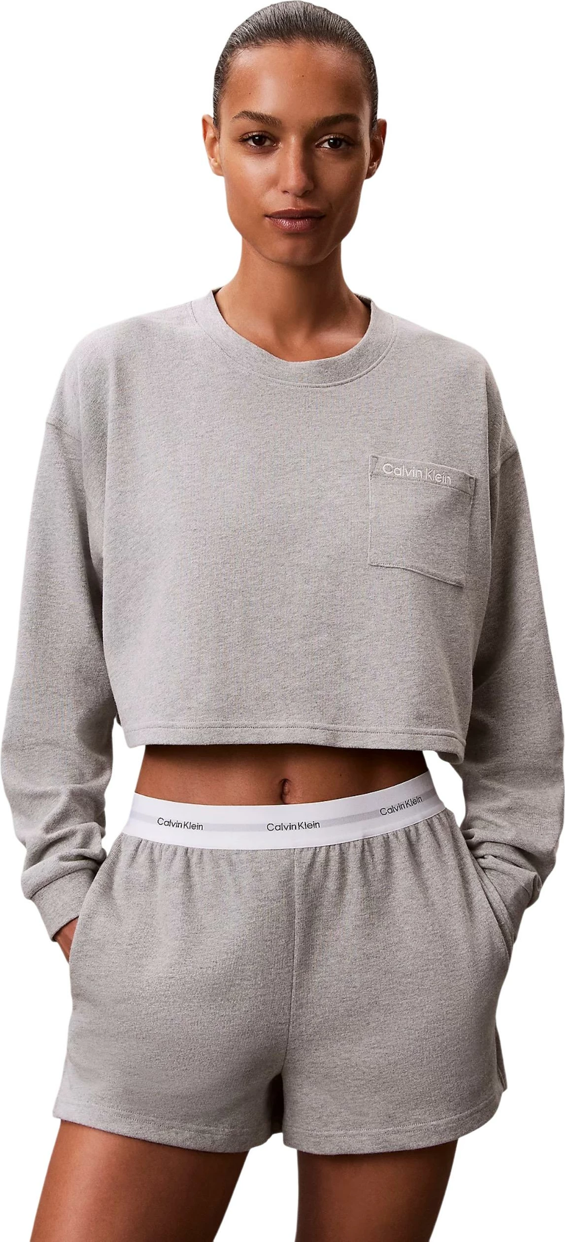 Set pizhamash për femra Calvin Klein Underwear LV00QS7517, gri