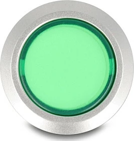 Buton shtypës DeLOCK 22 mm, LED gjelbër, IP60, 230V/3A, gjelbër