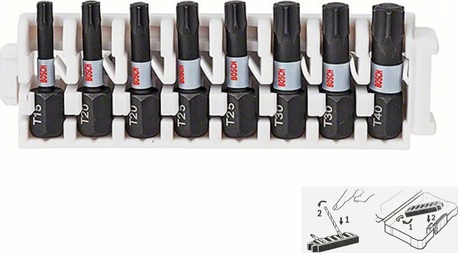 Set bitash Torx Bosch 2608522322 Impact Control 25 mm 1/4" 8 copë (T15–T40)