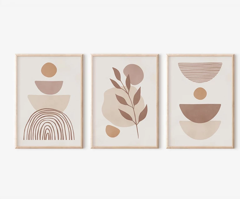 Set pikturash murale Binbia triptik, print digjital, shumëngjyrëshe, 33x1.5x48cm