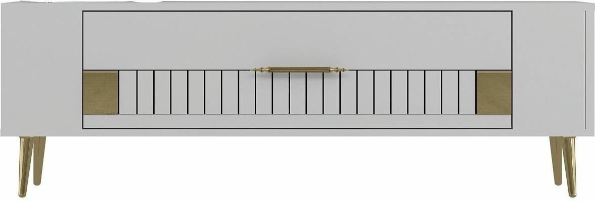 Komodë TV Skye Decor, e bardhë, e artë, Retrolp4