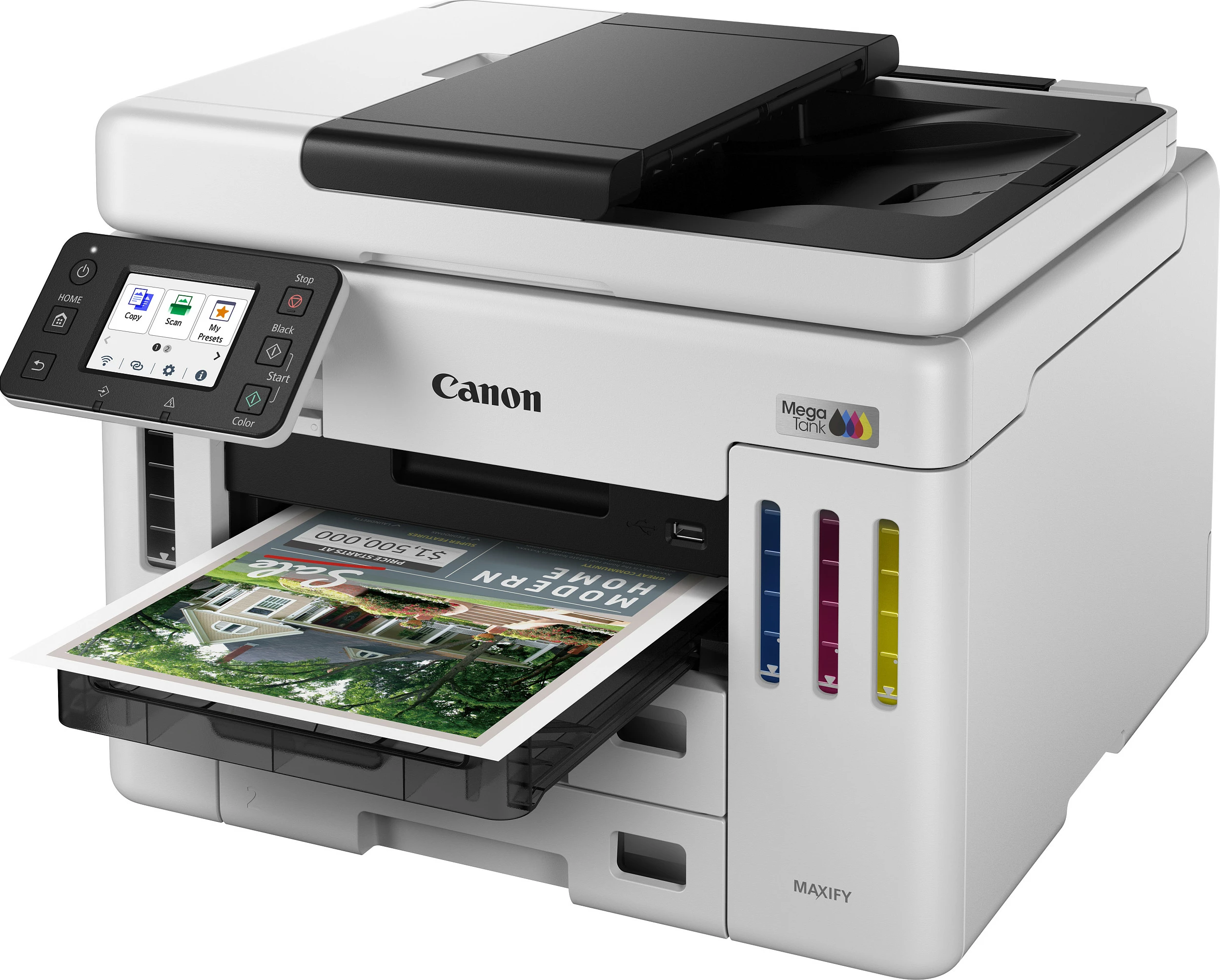 Printer multifunksional Canon MAXIFY GX7150, Inkjet MegaTank, A4, duplex, ADF 50 fletë, Ethernet, bardhë/zi