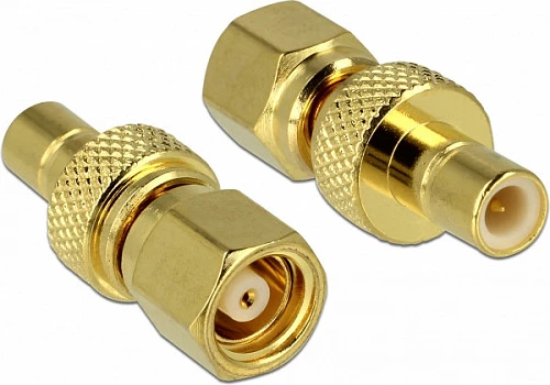 Adapter koaksial DeLOCK 65876, SMC mashkull në SMB femër, 50 Ohm, 6.2 mm, ari