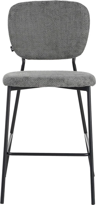 Karrige për bar Cathair, pëlhurë bouclé, ngjyrë gri e errët, këmbë metalike të zeza, 48x54x100cm