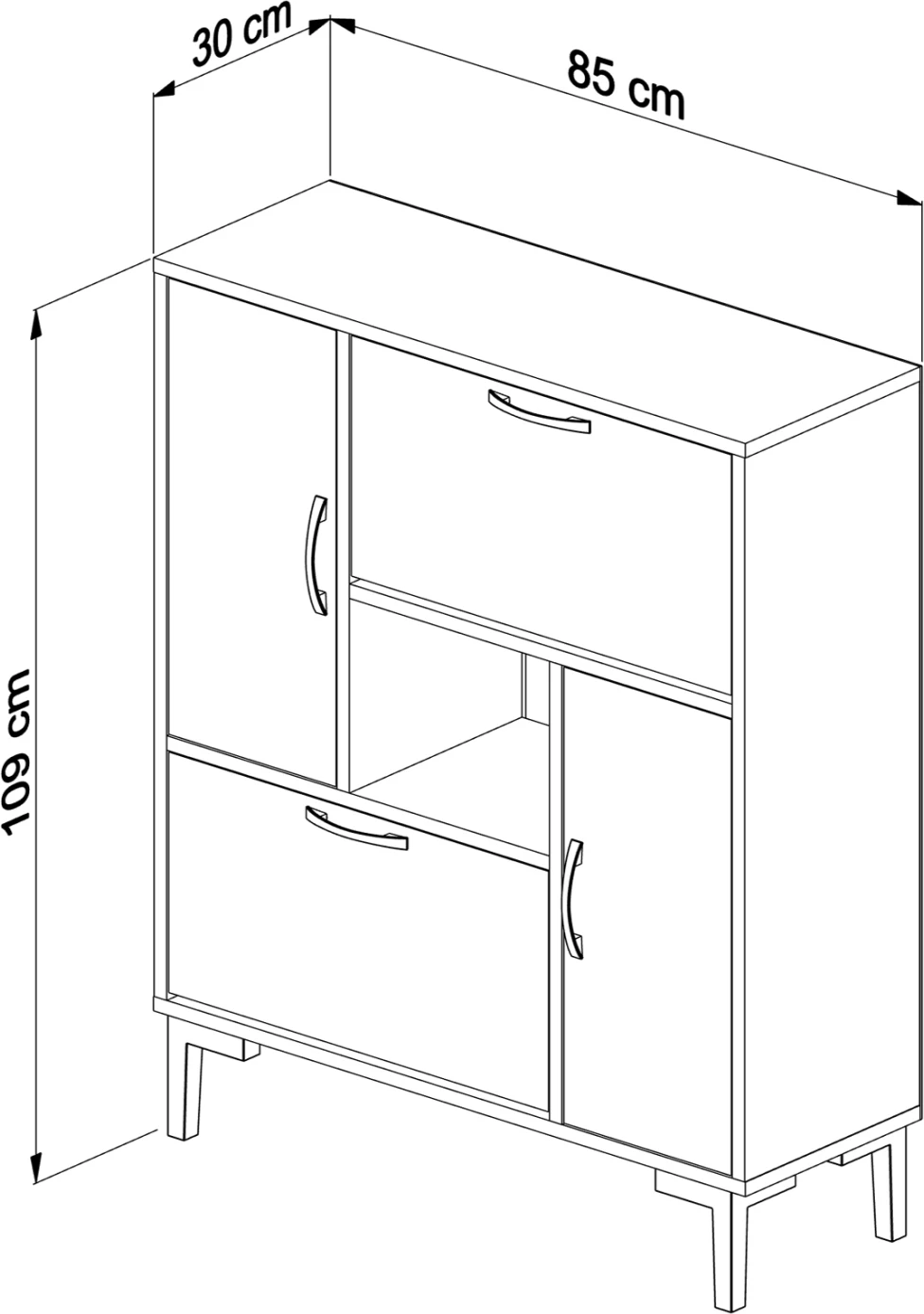Dollap për këpuca MEDY, melaminë e bardhë, këmbë të bardha, FH18187.03, 86.5x30x109cm