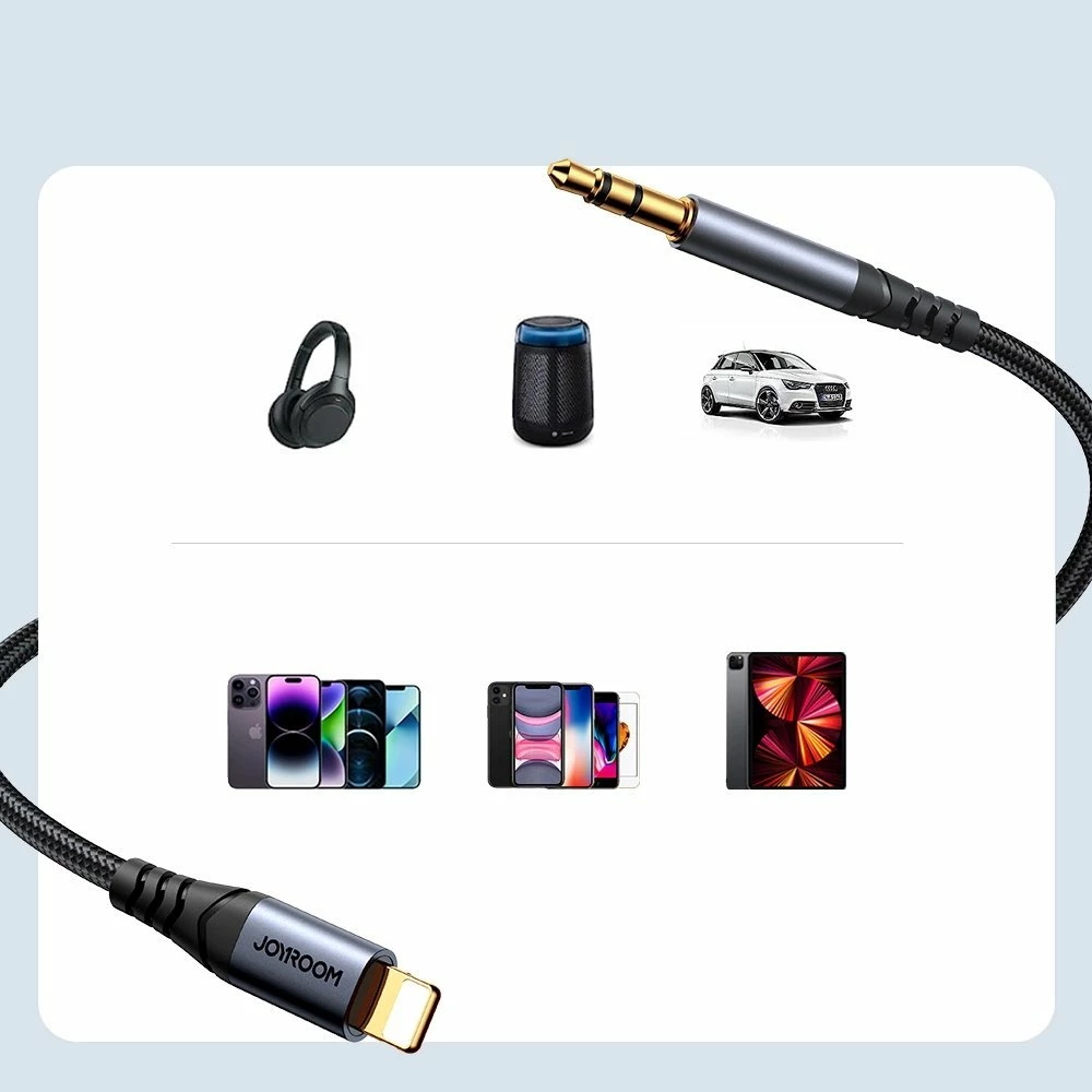 Kabllo audio Joyroom SY-A06 Lightning në AUX 3.5mm 1.2m, e zezë