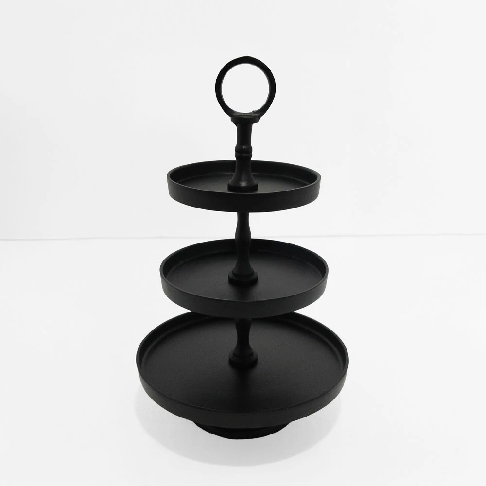 Stendë servirëse 3 nivele, alumin, e zezë, 20x20x35cm