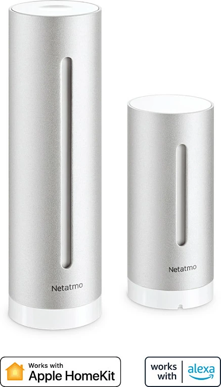 Stacion meteorologjik smart Netatmo NWS01-EC, Wi‑Fi, sensor brenda/jashtë, temperaturë/lagështi/presion/CO2, alumin