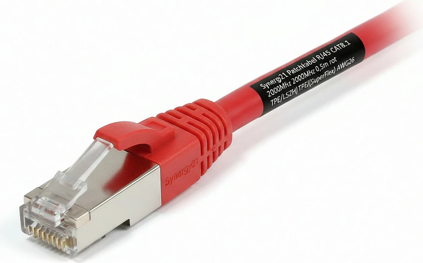 Kabllo rrjeti Synergy21 CAT8.1 RJ45 2000MHz, 0.5m, S/FTP, e kuqe
