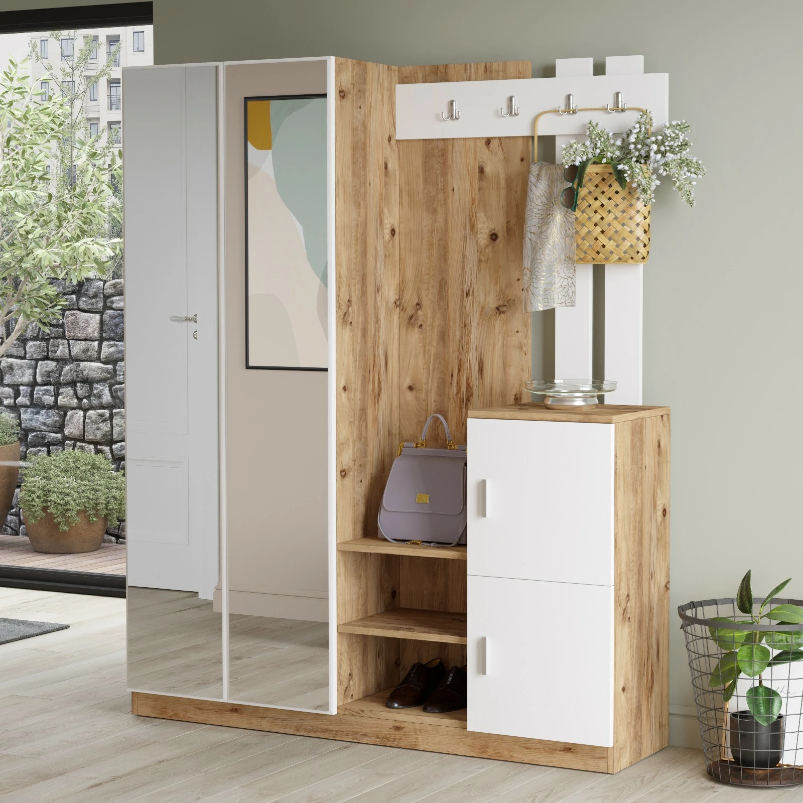 Stendë korridori Skye Decor, ngjyrë pishë Atlantike dhe e bardhë, DD8-AW