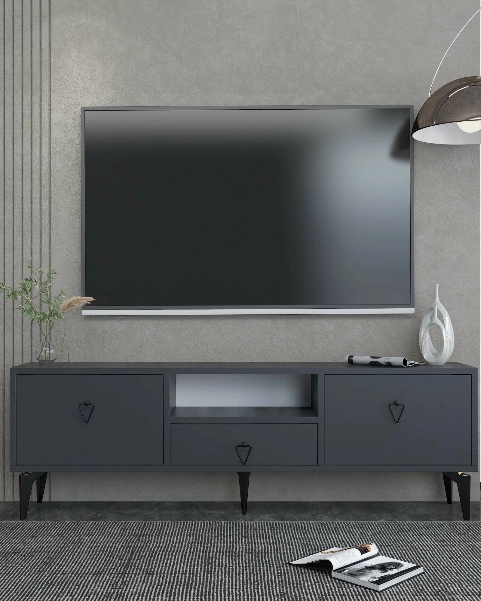 Komodë për TV Skye Decor, 1302-DROP-1, antracit, e zezë