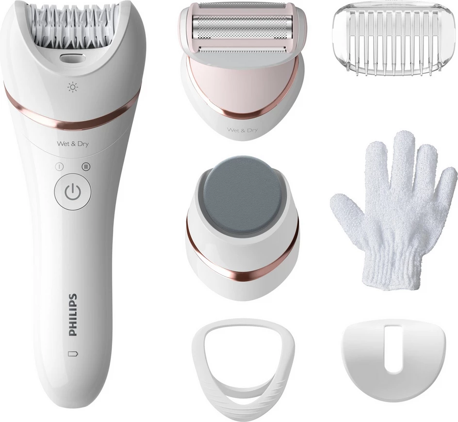 Epilator, Philips BRE730/10 8000 Series, Wet & Dry, set me aksesorë, e bardhë