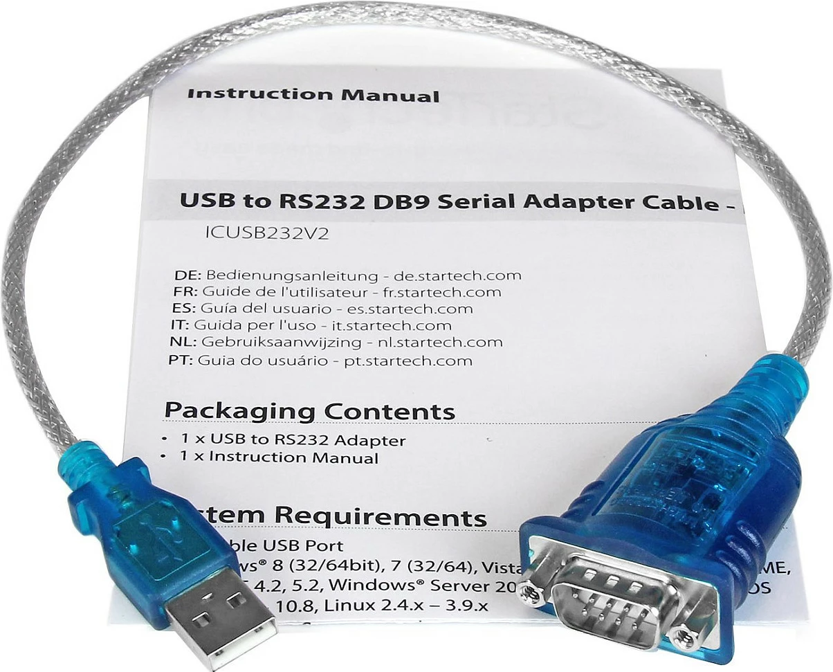Kabllo adapter USB në RS232 (DB9) StarTech ICUSB232V2, 0.43 m, USB-A në DB9 M/M, gri