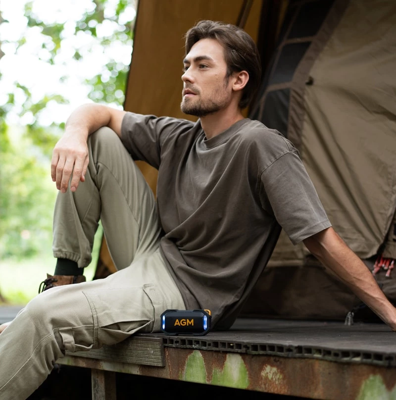 Altoparlant Bluetooth AGM MagROCK 8W TWS IPX7 me magnet dhe RGB, i zi