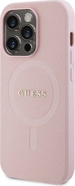 Mbështjellës Guess GUHMP14XPSAHMCP për iPhone 14 Pro Max, Saffiano MagSafe, rozë