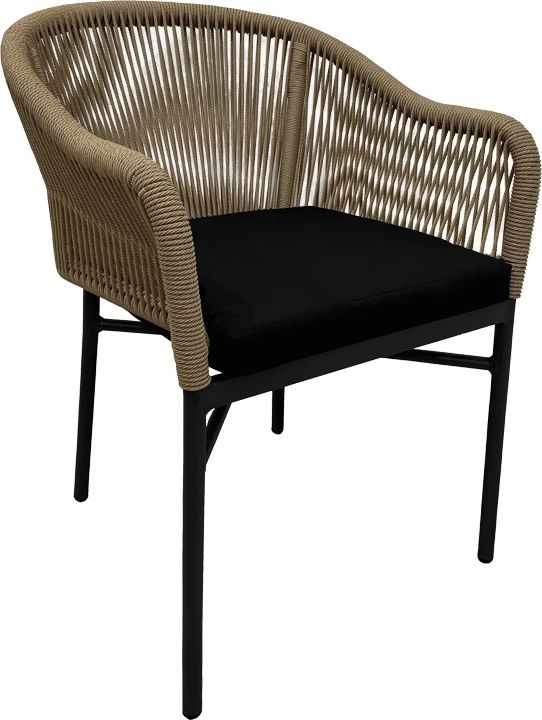 Karrige alumini Legana, e grumbullueshme, kornizë antracit, ratan natyral, 56x66x82cm