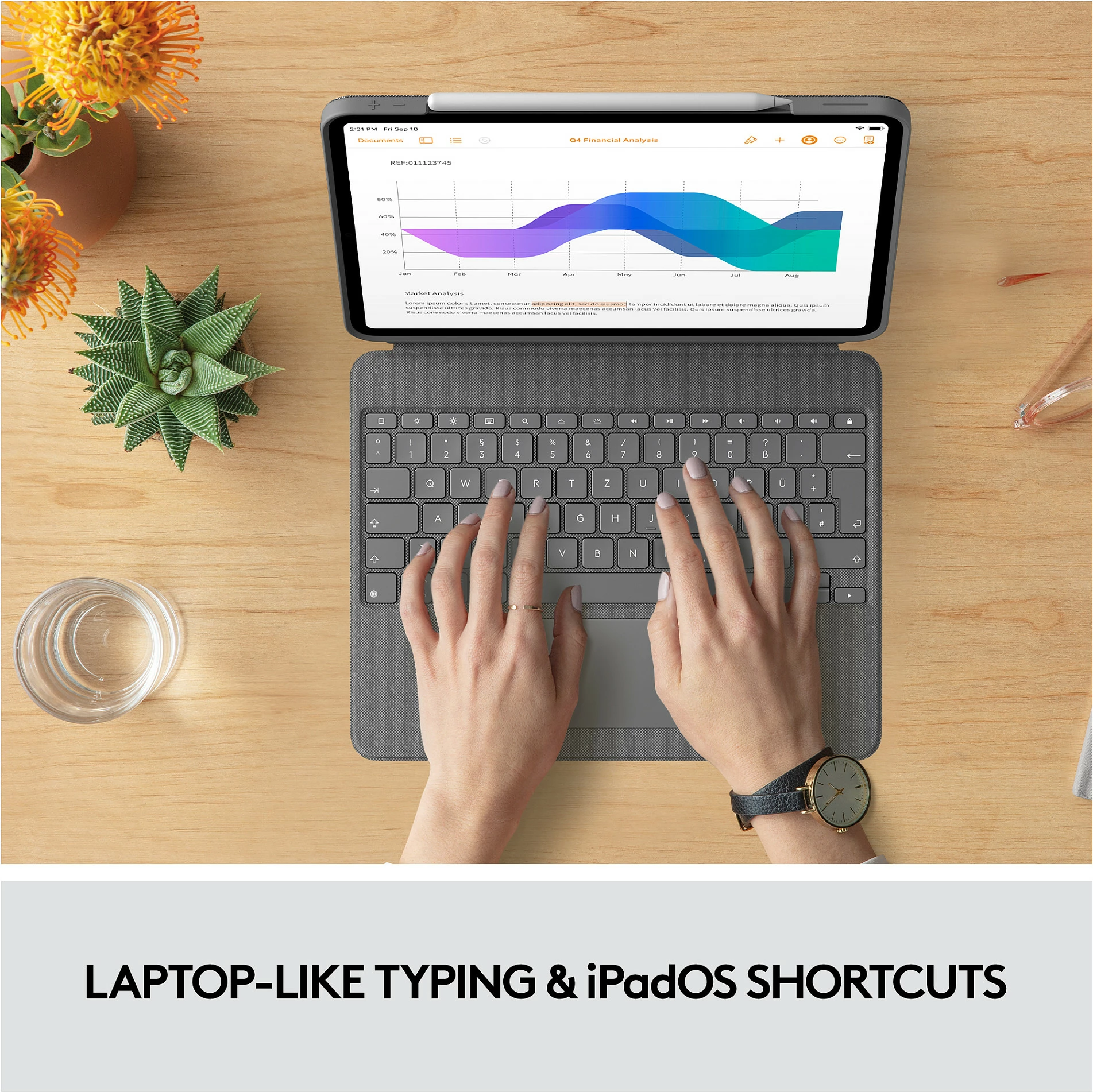 Mbështjellës me tastierë Logitech Combo Touch për iPad Pro 12.9, QWERTZ, Oxford Grey