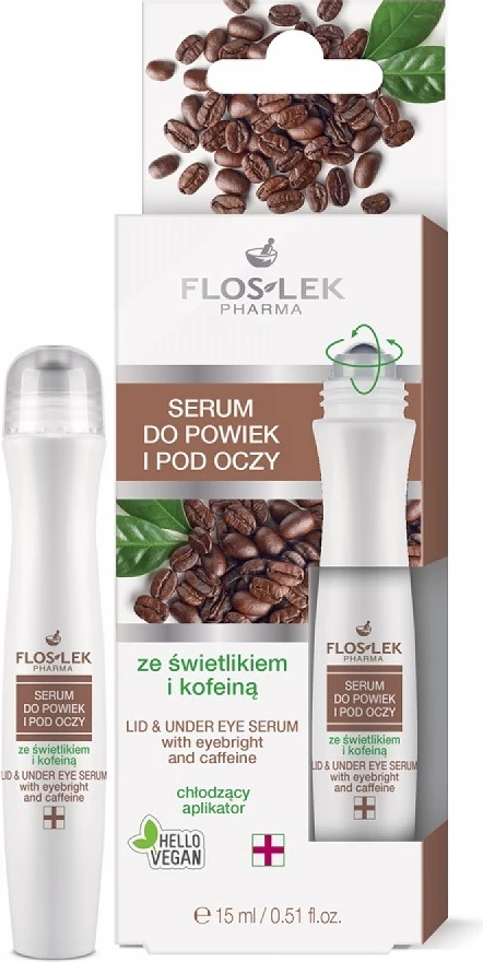 Serum për lëkurën rreth syve Floslek me kafeinë për femra, 15ml
