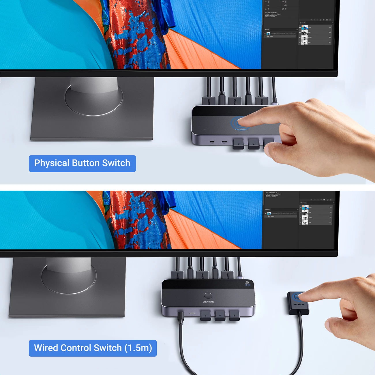 KVM switch Ugreen CM664, 4K, 6 porta, i zi