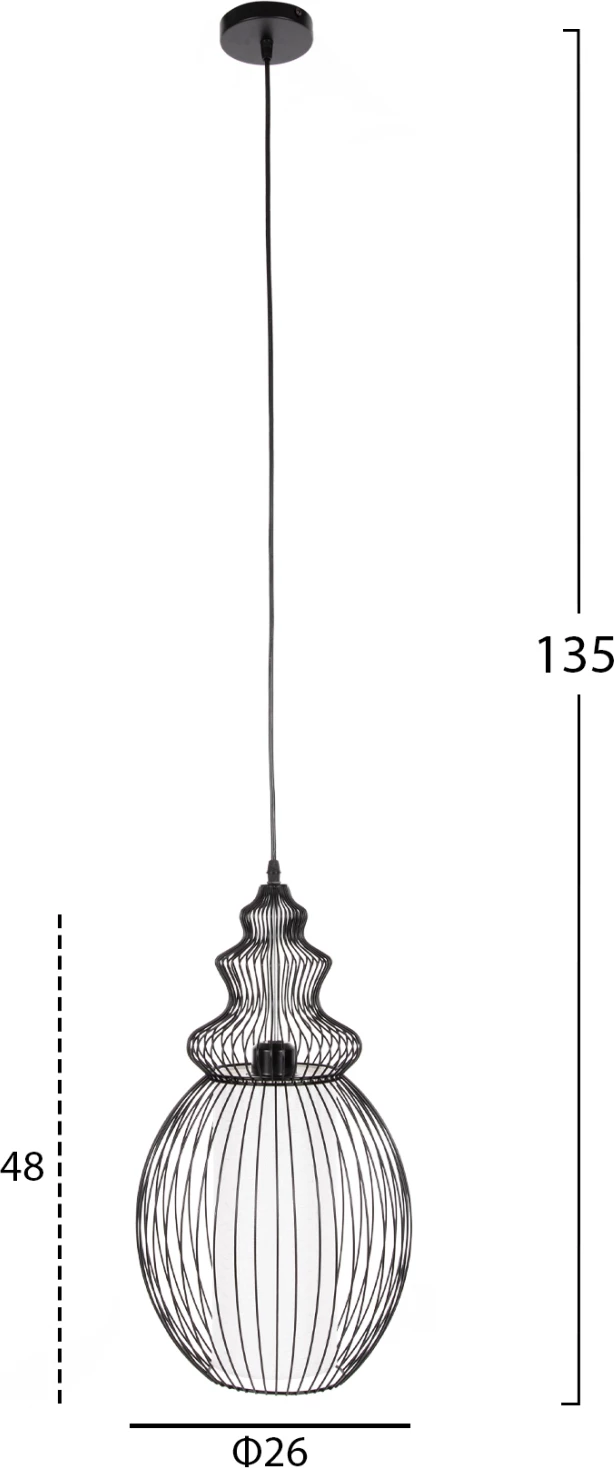 Llambë varëse tavani FH4184 metalike e zezë 26x26x125Hcm